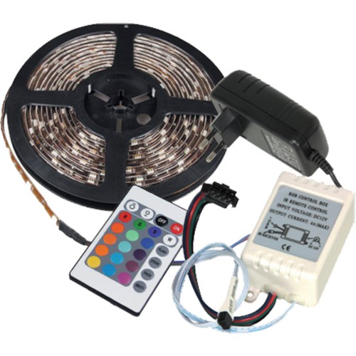 Ruban LED flexible RVB IP44 - 5m - Télécommande incluse