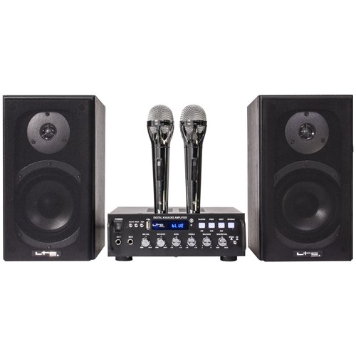 Pack Karaoké 2x75W - 2 enceintes, 2 micros & 1 ampli