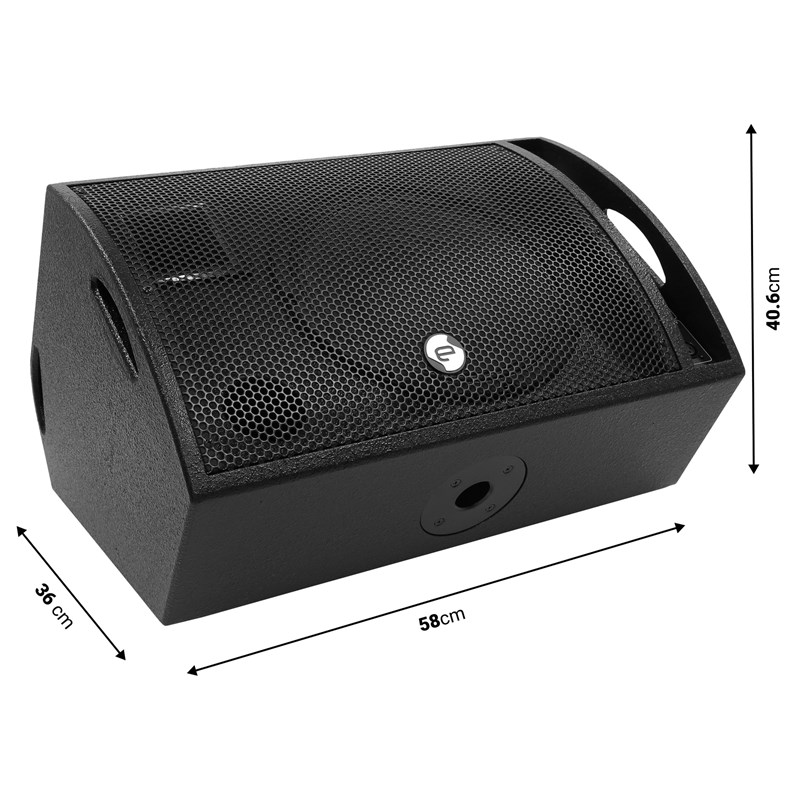 Enceinte retour scène 180W - HP 12" & Filtre anti-larsen - Elokance - STM 12A dimensions