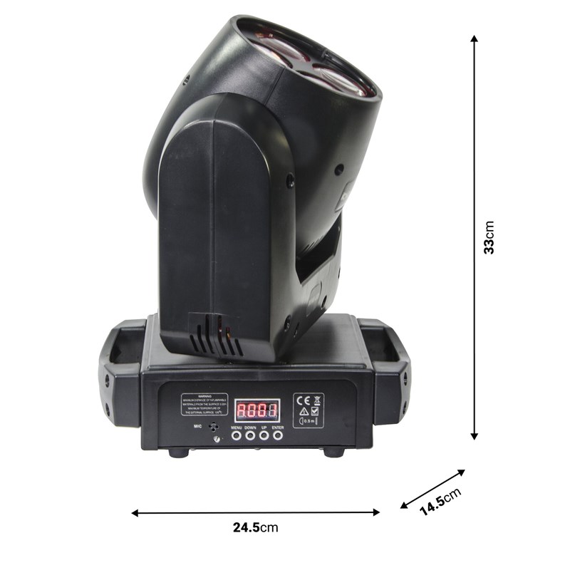 Lyre à effet beam 4 x 10W LED DMX - dimensions