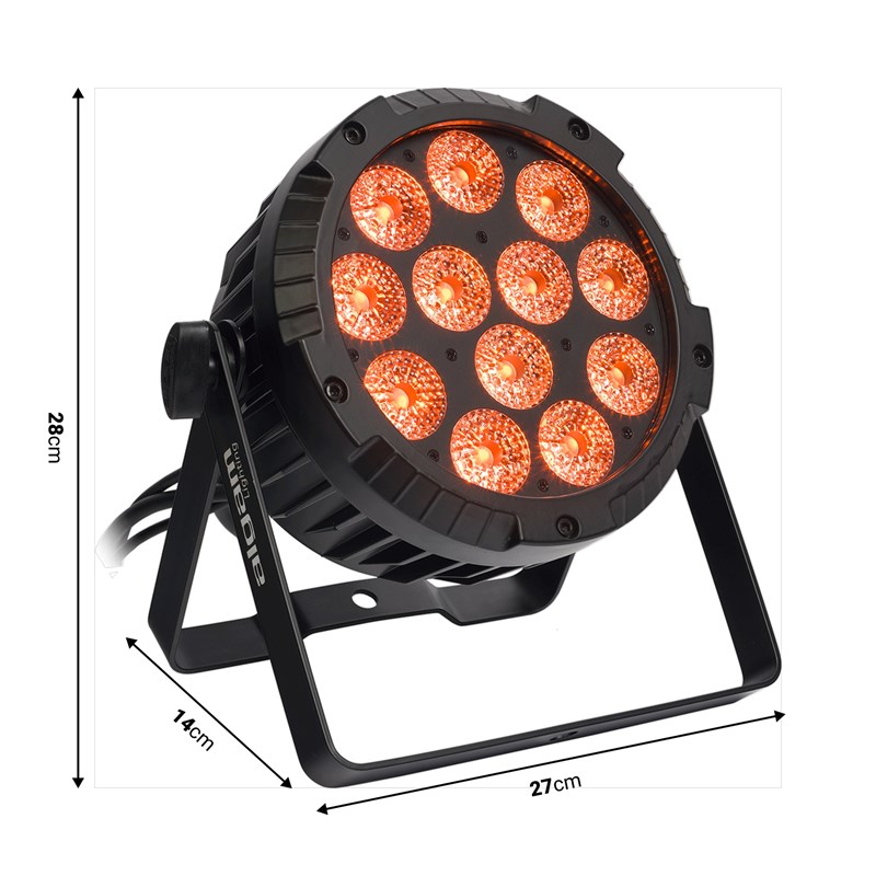 Projecteur PAR LED IP65 - 12 x 12W RGBWA-UV dimensions