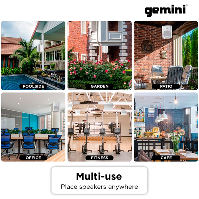 Paire d'enceintes extérieures Bluetooth - IP44 - 100W Gemini