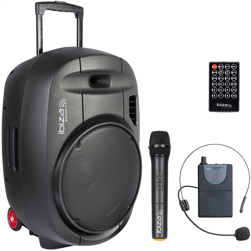 Enceinte Portable Autonome Avec USB, BT, SD - Ibiza Sound PORT15UHF-MKII-TWS sonorisation