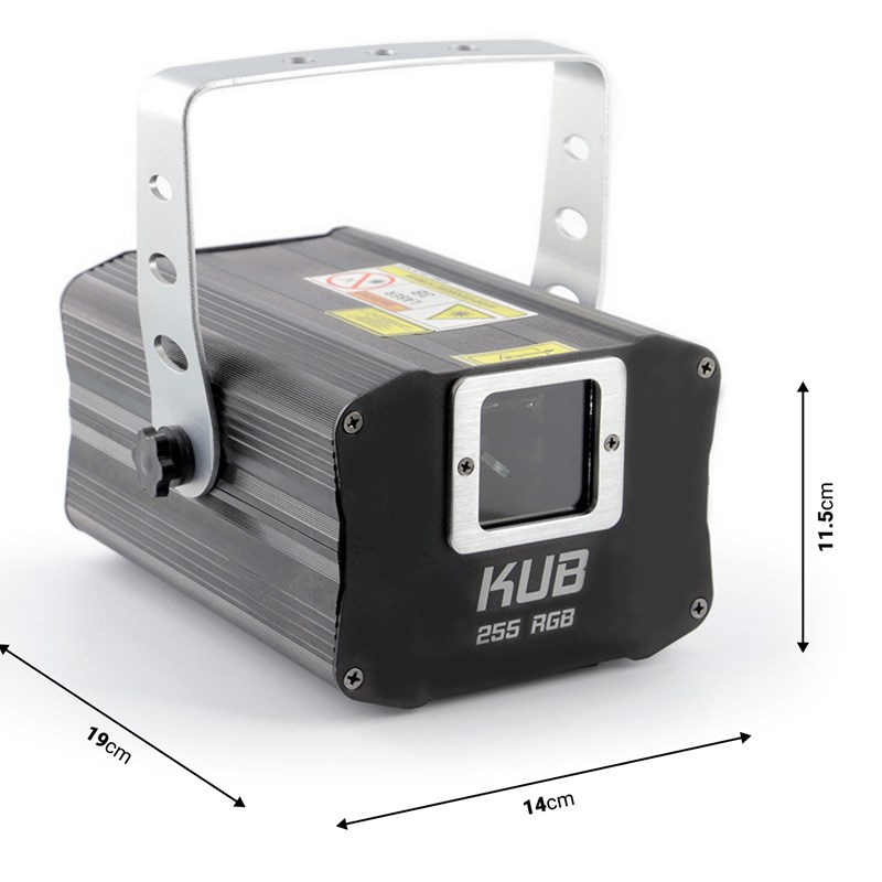 Laser RGB animation – 255mW – DMX & sécurité ATS - KUB 255 RGB dimensions