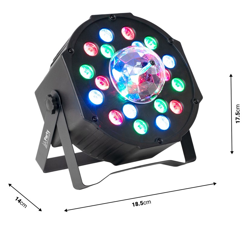 Projecteur PAR DMX LED Astro RGB pour soirée - dimensions PARTY-PAR-ASTRO