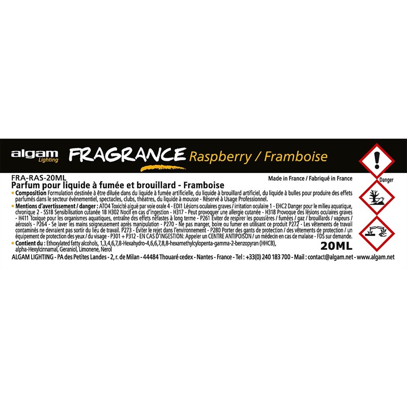 Parfum liquide à fumée/brouillard - Framboise - 20ml