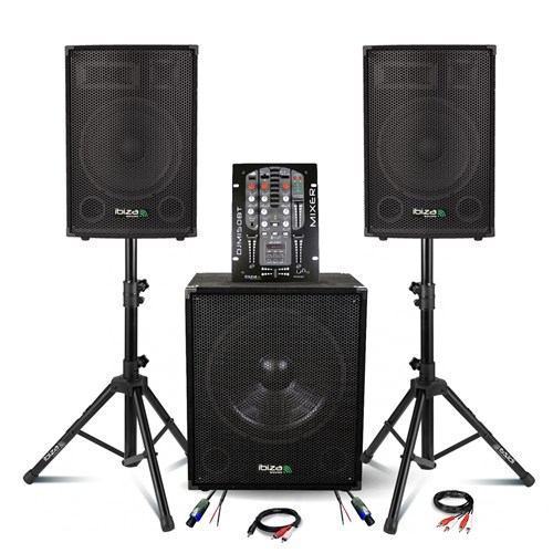 PACK 2000W : DISCO12B + SUB15A + DJM150 + Pieds