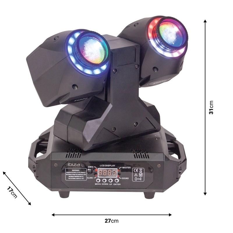 Double lyre DMX Wash + Beam RGBW 2x30W  - dimensions MHBEAM60-FX