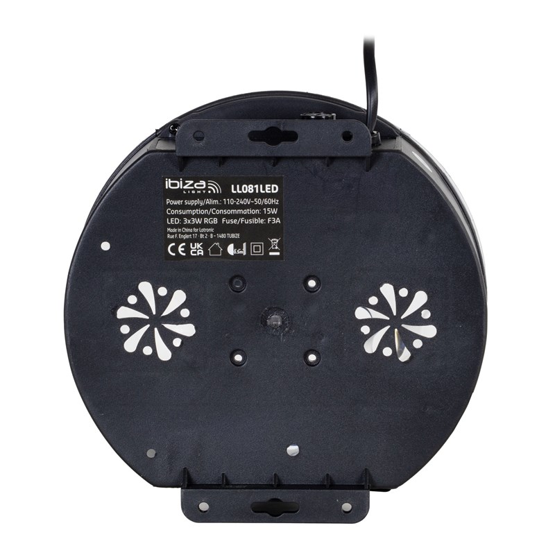 Effet lumière LED Astro 81 rayons RGB 3 x 3W - dessous