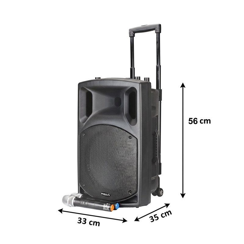 Sono active portable 400W CD, Bluetooth & 2 micros UHF - dimensions