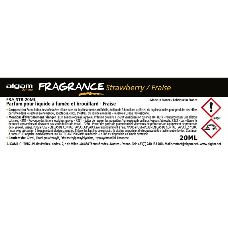 Parfum liquide à fumée/brouillard - Fraise - 20ml
