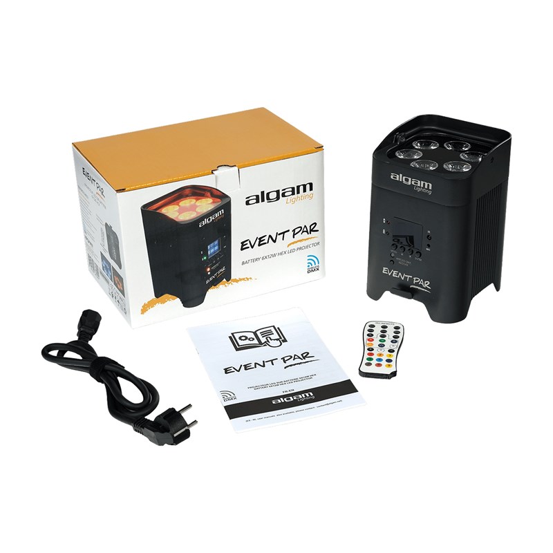 Par LED sans fil sur batterie 6x12W - UV - DMX - box