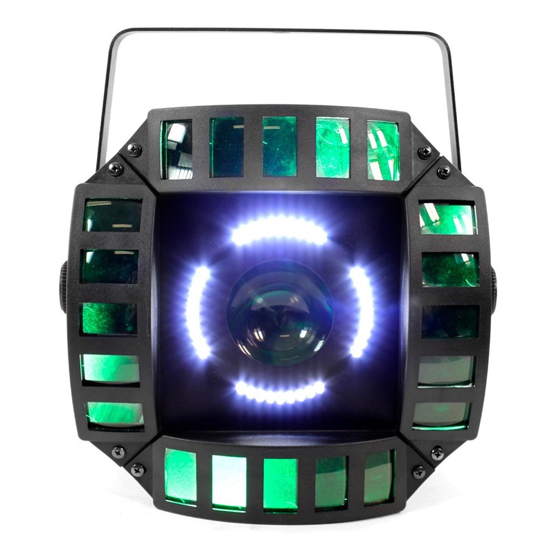 Jeu de lumière LED 3-en-1 - Derby, Moonflower & Strobe - BoomTone DJ - XTREM LED face