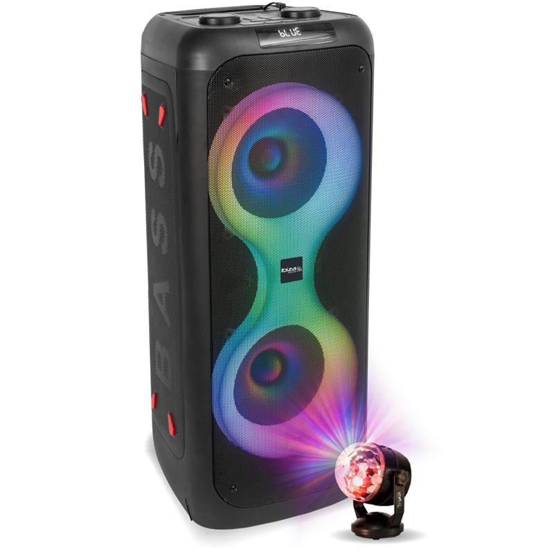 Pack Enceinte Autonome sans fil Bluetooth 700W USB SD TWS Ibiza Sound COLUMBA700 - Boule Disco RGB L