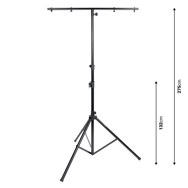 Pied lumière en T - barre 4 points - 130 à 275 cm -  dimension