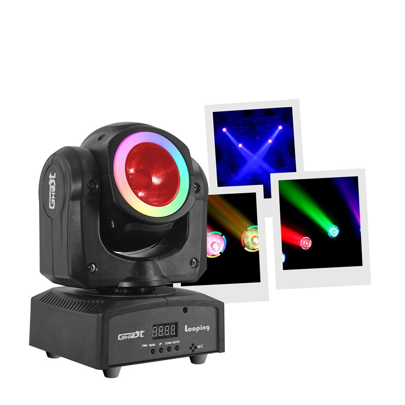 Lyre Beam 60W RGBW 4° avec anneau LED RVB - DMX éclairage