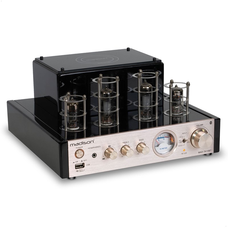 Amplificateur stéréo à tubes 2x25W - USB & Entrées Ligne - Design vintage