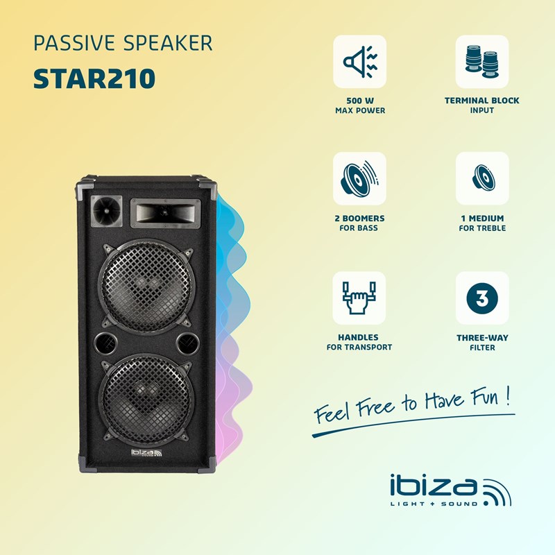 Enceinte sono colonne - 2 x 10"/25cm - 3 voies - 500W max - infos