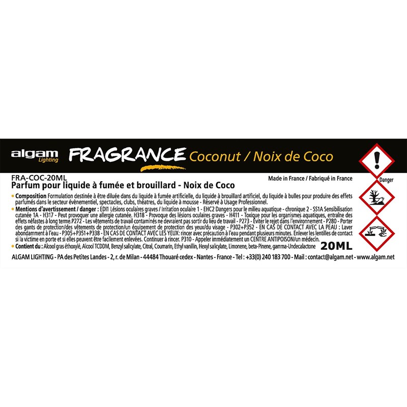 Parfum pour liquide à fumée et brouillard - Noix de coco - 20ml