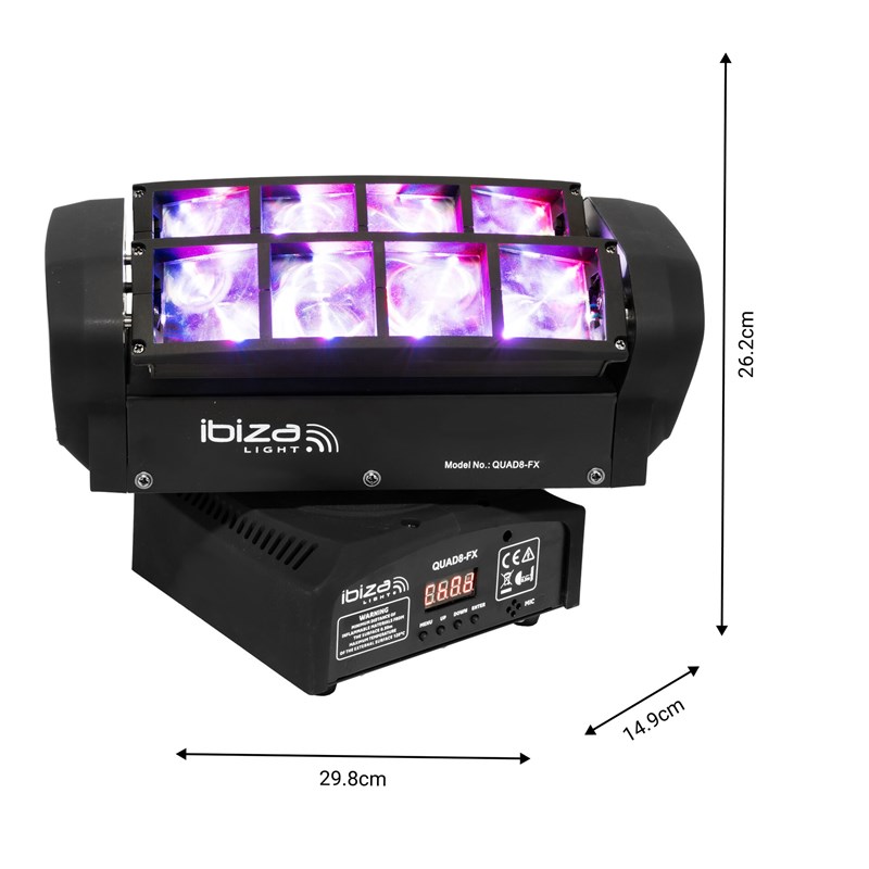 Effet lumière Spider 8x10W LED RGBW  - dimensions