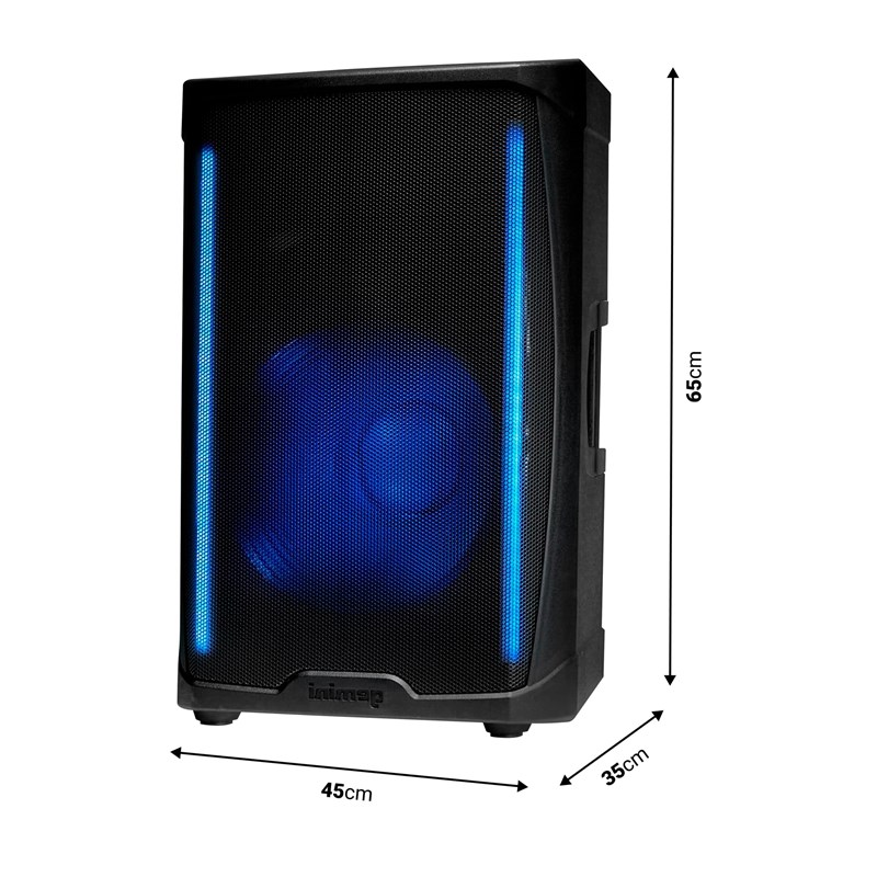Enceinte active 15" 1300 W LED - dimensions
