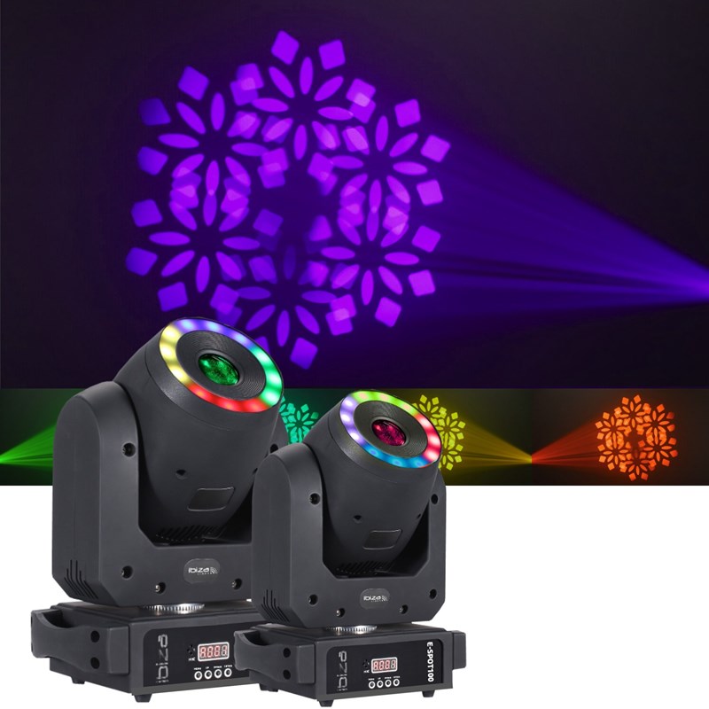 Pack 2 Lyres LED RGB 100W - 2 Supports - Machine Fumée 1200W