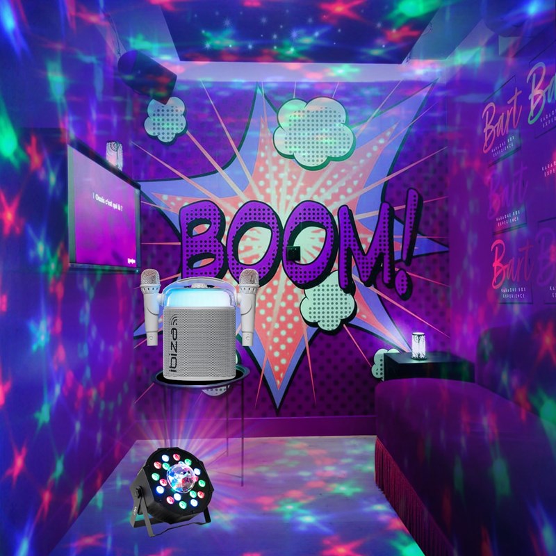 Pack Enceinte karaoké Bluetooth 120W - Effet Astro LED