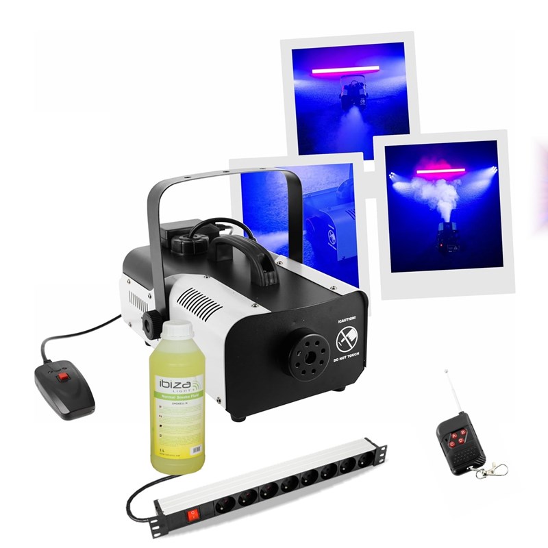 Pack Machine Fumée Professionnelle 1000W BoomToneDJ F1000PRO 2 télécommandes - Multiprise 8 Voies -