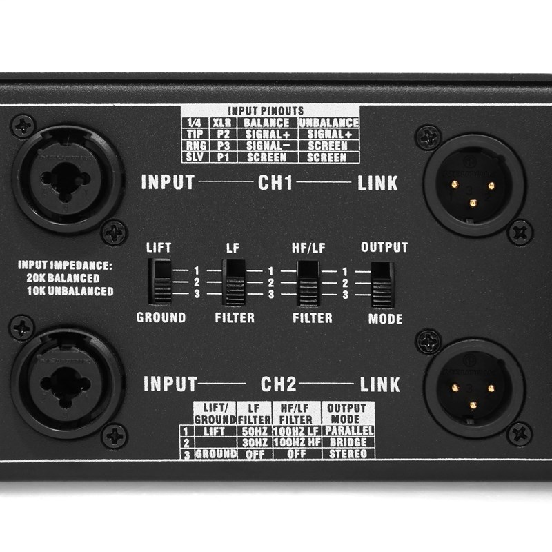 Amplificateur sonorisation 2 canaux - 1,2kW - HP/LP - Elokance - HA 2400 entrées
