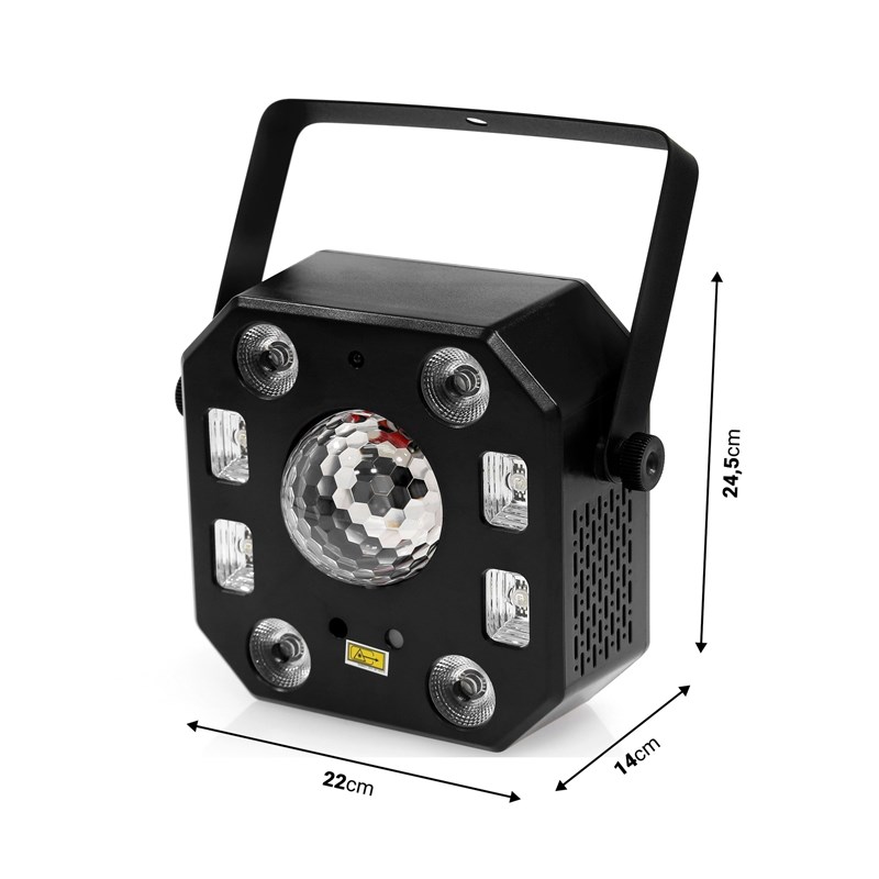 Jeu de lumière 5-en-1 multi-effets - LED RGBW UV Laser complet