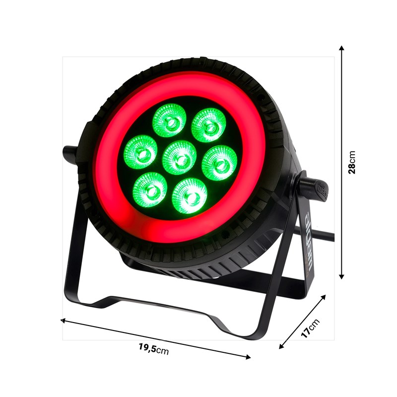 Projecteur PAR LED Wash - 7x 6W - Anneau LED RVB intérieur
