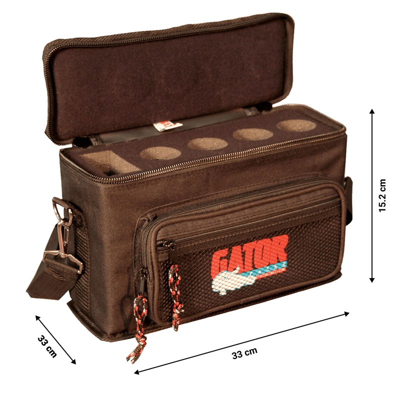 Housse transport pour 4 microphones - Nylon rembourré - GATOR CASES - HGF GM-4 dimensions
