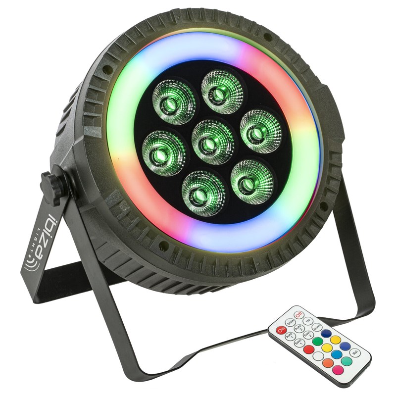Projecteur Ibiza Light THINPAR-LED-RING - DMX avec 7 LED RGBW de 6W