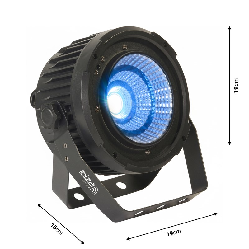 Projecteur PAR LED COB RGBWA 50W DMX 60° - dimensions