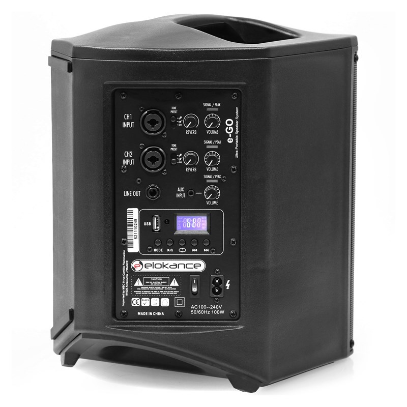 Enceinte amplifiée portable 6,5" - 100W RMS - BT & USB - Elokance - e-GO interface