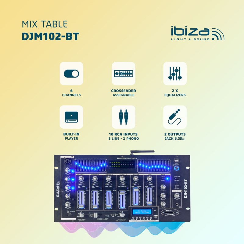 Pack Ampli SONO IBIZA SOUND AMP1000-MKII 2x800W - 1600W MAX + Table de Mixage DJM102-BT 19" BLUETOOT
