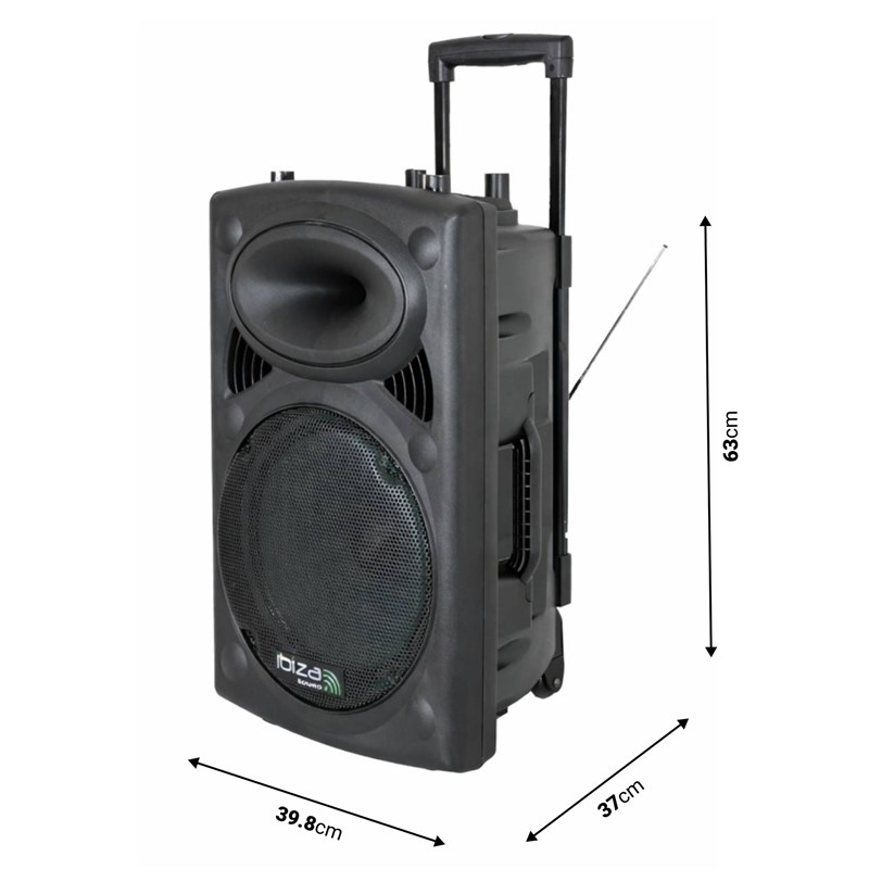 Système son portable Bluetooth UHF 700W autonome - PORT12UHF-BT dimensions