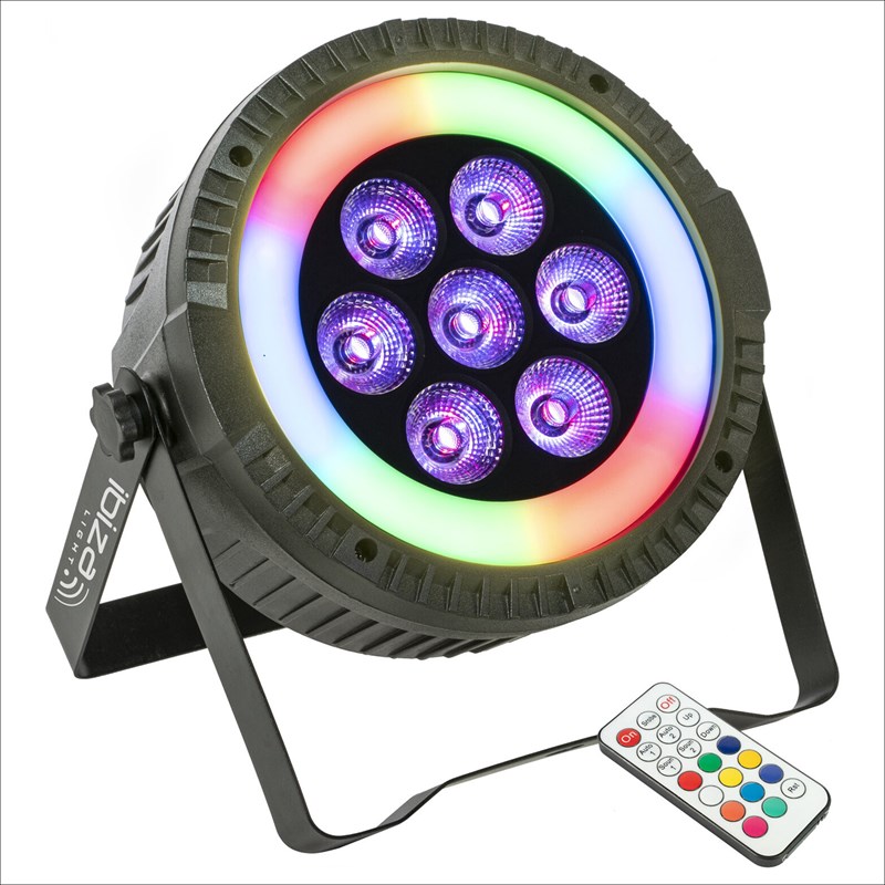 Projecteur Ibiza Light THINPAR-LED-RING - DMX avec 7 LED RGBW de 6W violet
