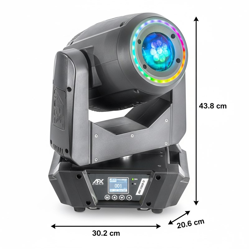 Lyre Spot Zoom 240W LED Blanche + Effets RGB Flight Case - dimensions