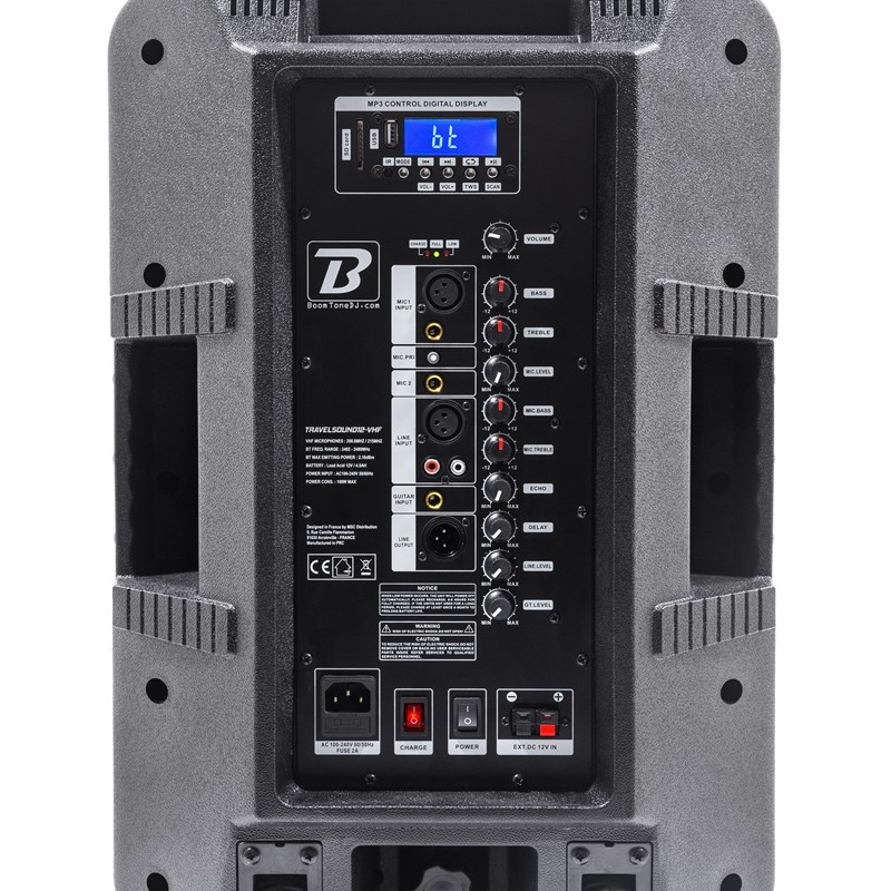 Système de son portable 12" - 600W - 2 micros VHF & TWS Interface BoomTone DJ - TravelSound12-VHF