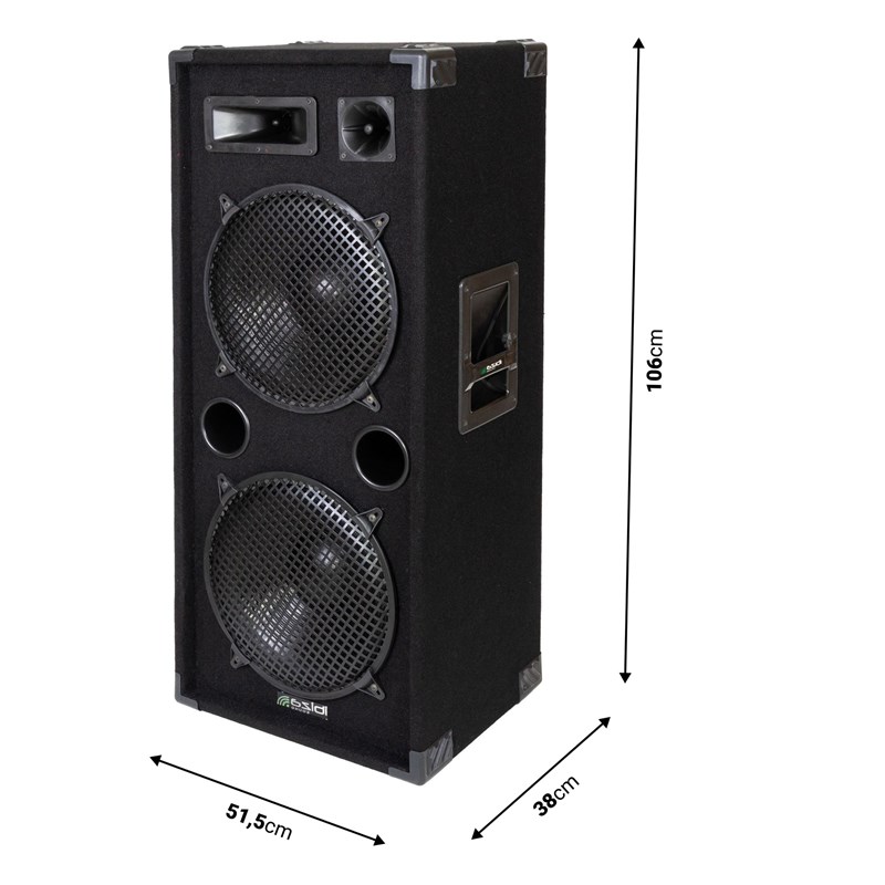 Enceinte sono passive 600W RMS double boomer 38 cm - dimensions