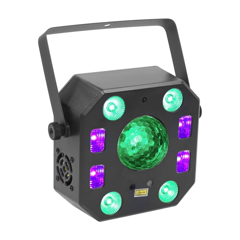 Jeu de lumière 5-en-1 multi-effets - LED RGBW UV Laser crystal ball
