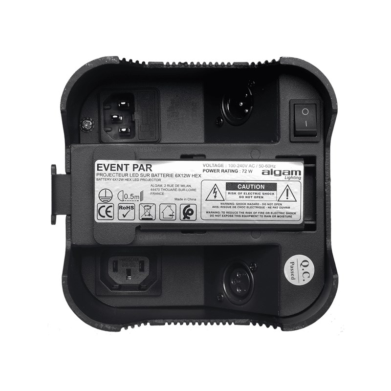 Par LED sans fil sur batterie 6x12W - UV - DMX - Alimentation