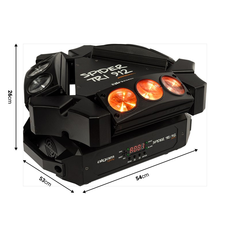 Mini-Barres Motorisées Beam - 9 x 12W dimensions