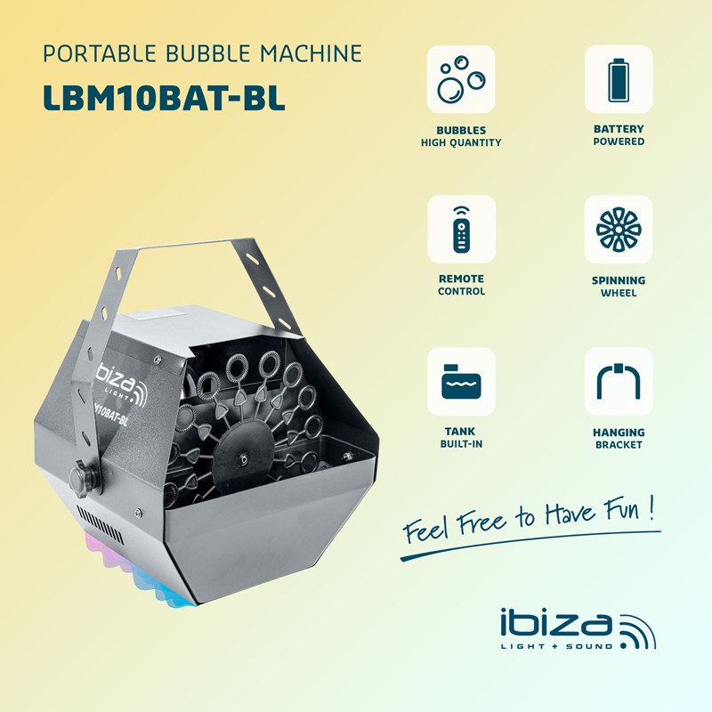 Machine à bulles sur batterie - Télécommande autonome