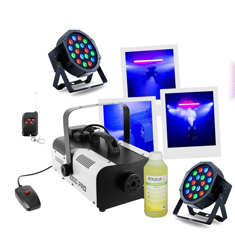 Pack Machine à fumée 1000W - 2 Projecteurs PAR