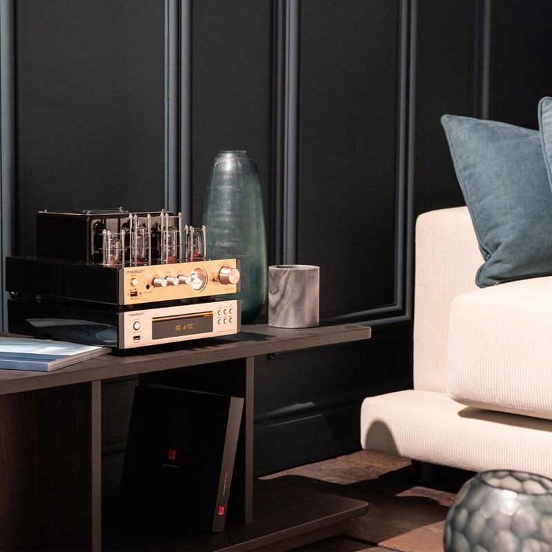 Amplificateur stéréo à tubes 2x25W - USB & Entrées Ligne - Design vintage