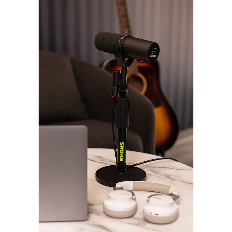Pied de micro réglable noir - Base ronde musicien