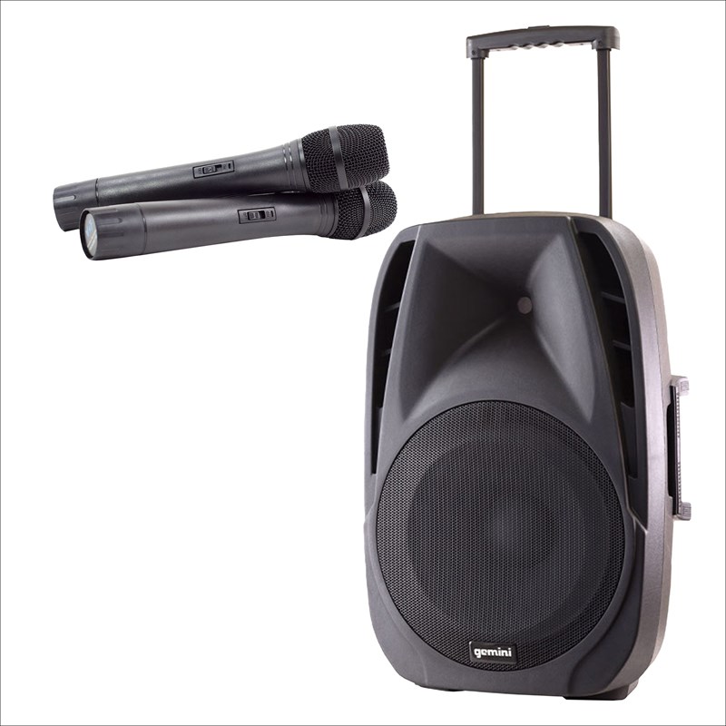 Enceinte portable 15" sur batterie avec 2 micros