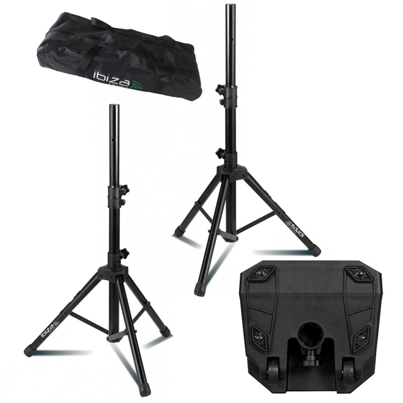 Pack Sono 2 Enceintes Passives Ibiza XTK8-MKII 8" 200W - Ampli 2x240W AMP300-MKII - Pieds support -